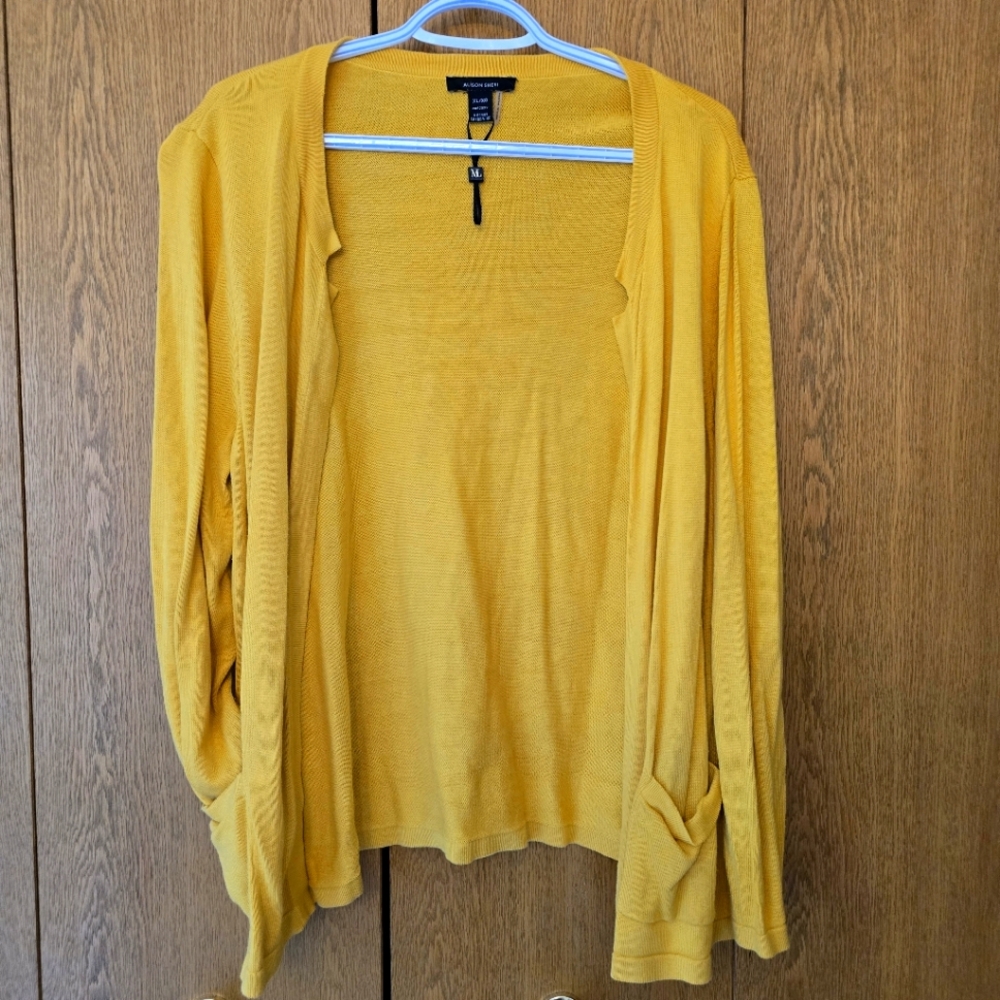 Alison Sheri Women's Yellow Cardigan Sweater, XL GUC